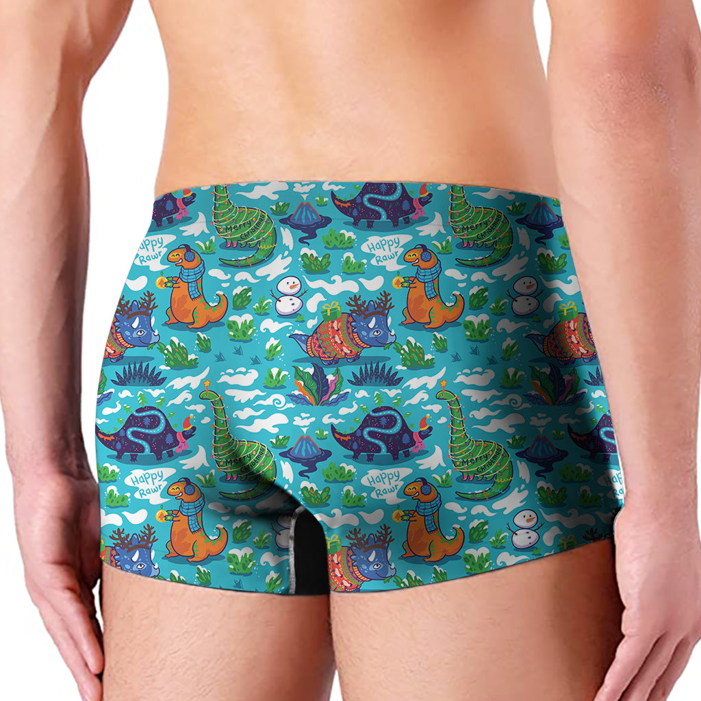 Xmas Dinosaur Pattern Print Men's Boxer Briefs