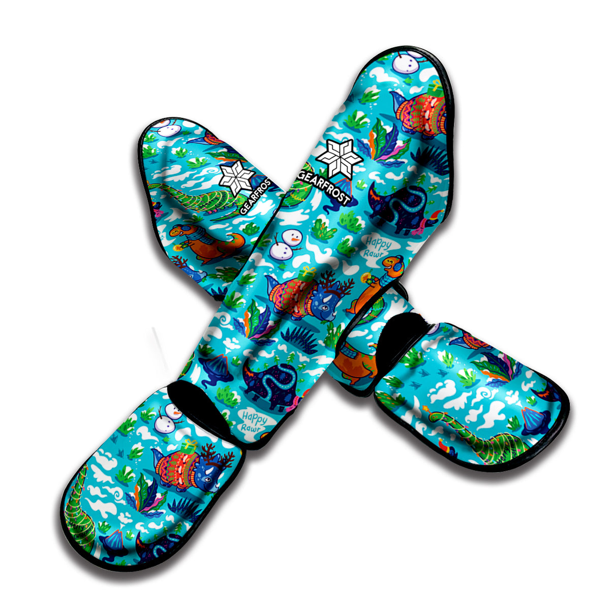 Xmas Dinosaur Pattern Print Muay Thai Shin Guard