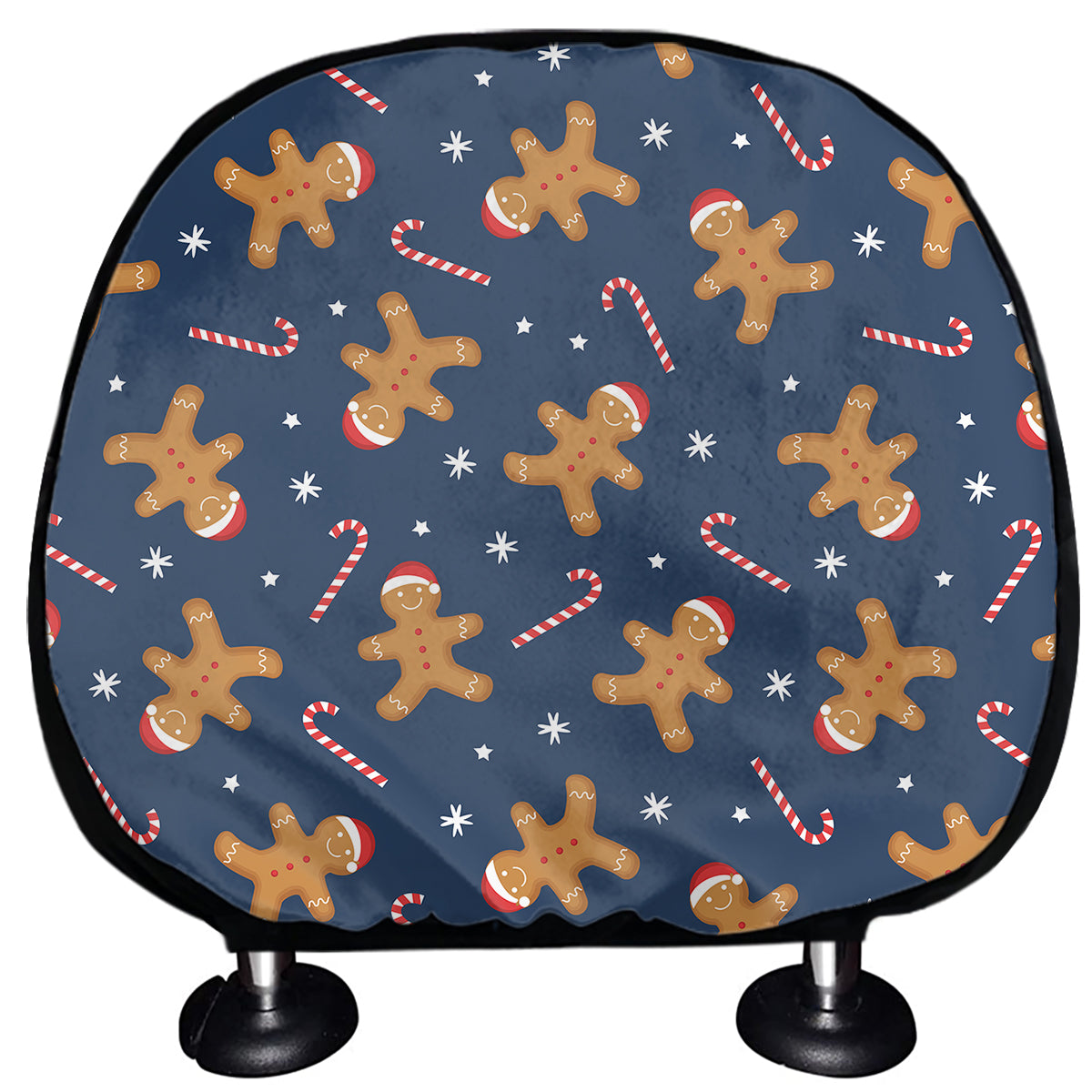 Xmas Gingerbread Man Pattern Print Car Headrest Covers
