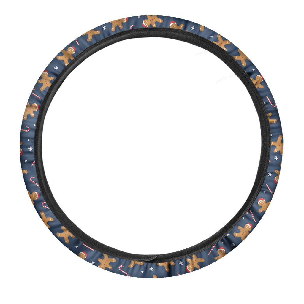 Xmas Gingerbread Man Pattern Print Car Steering Wheel Cover