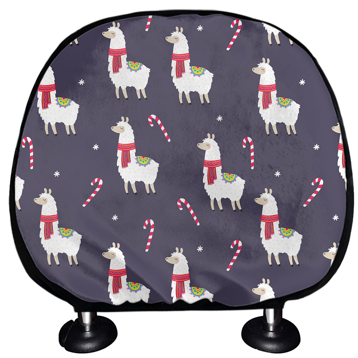Xmas Llama Pattern Print Car Headrest Covers