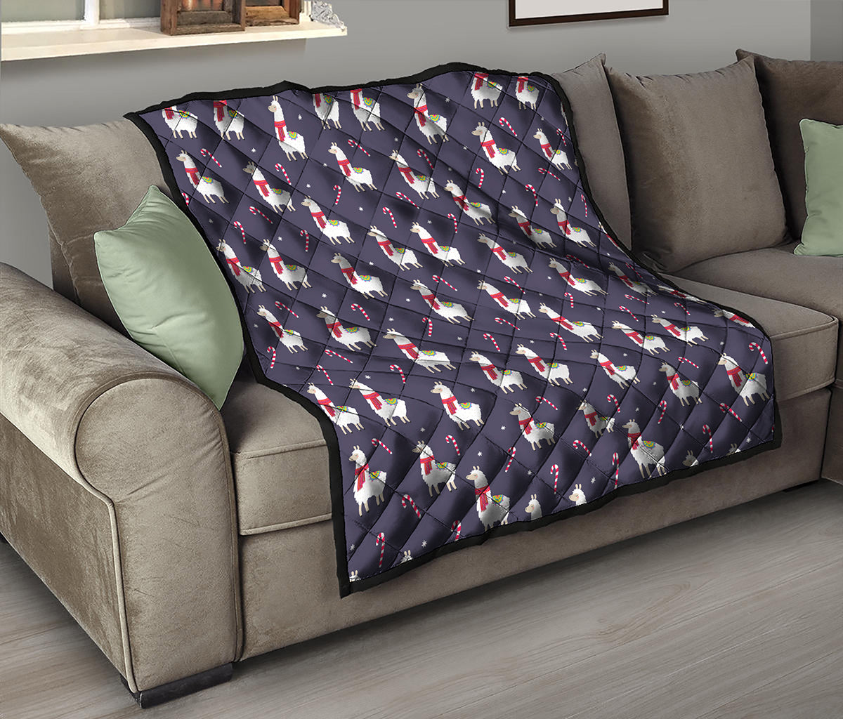 Xmas Llama Pattern Print Quilt