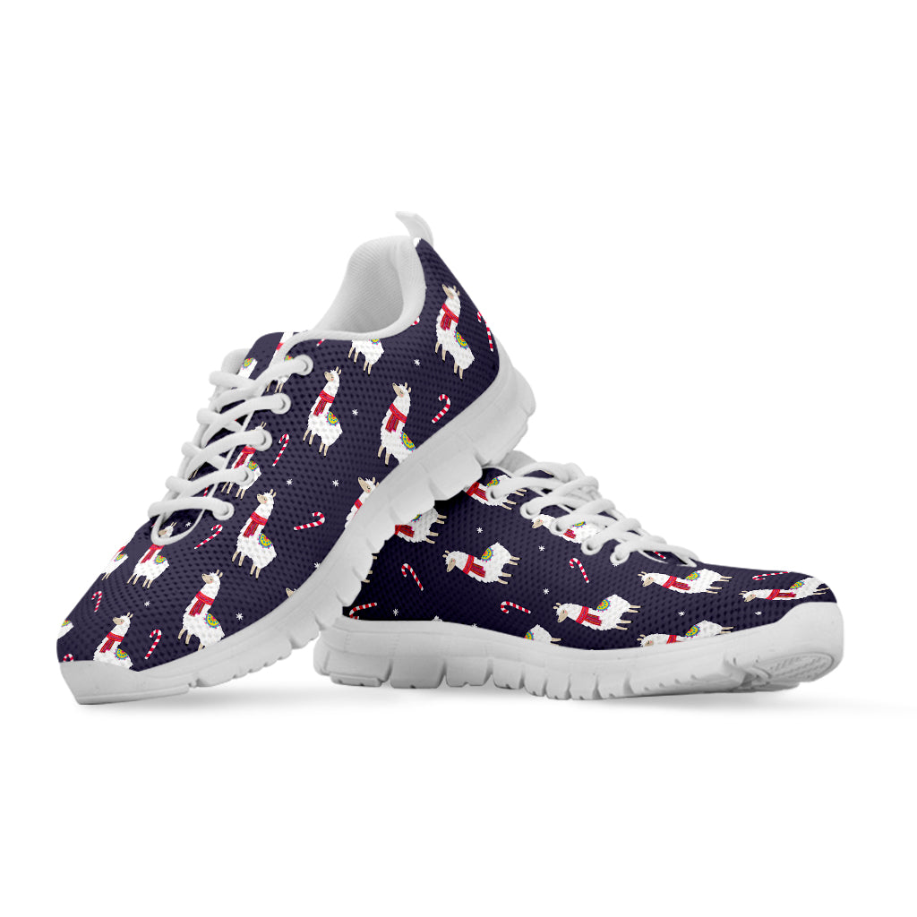 Xmas Llama Pattern Print White Sneakers