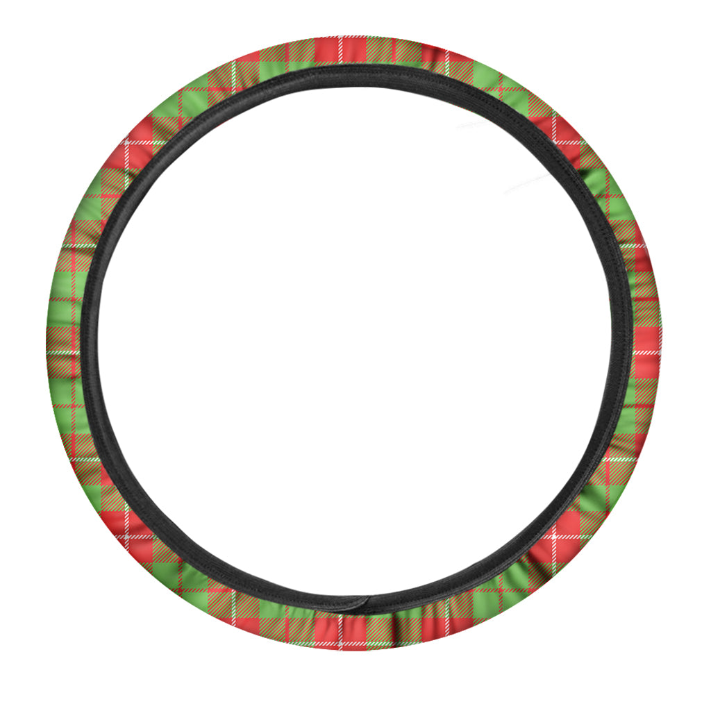 Xmas Plaid Pattern Print Car Steering Wheel Cover