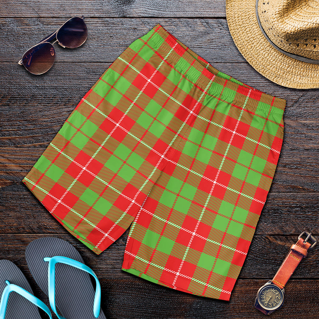 Xmas Plaid Pattern Print Men's Shorts