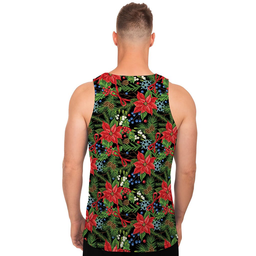 Xmas Poinsettia Pattern Print Men's Tank Top