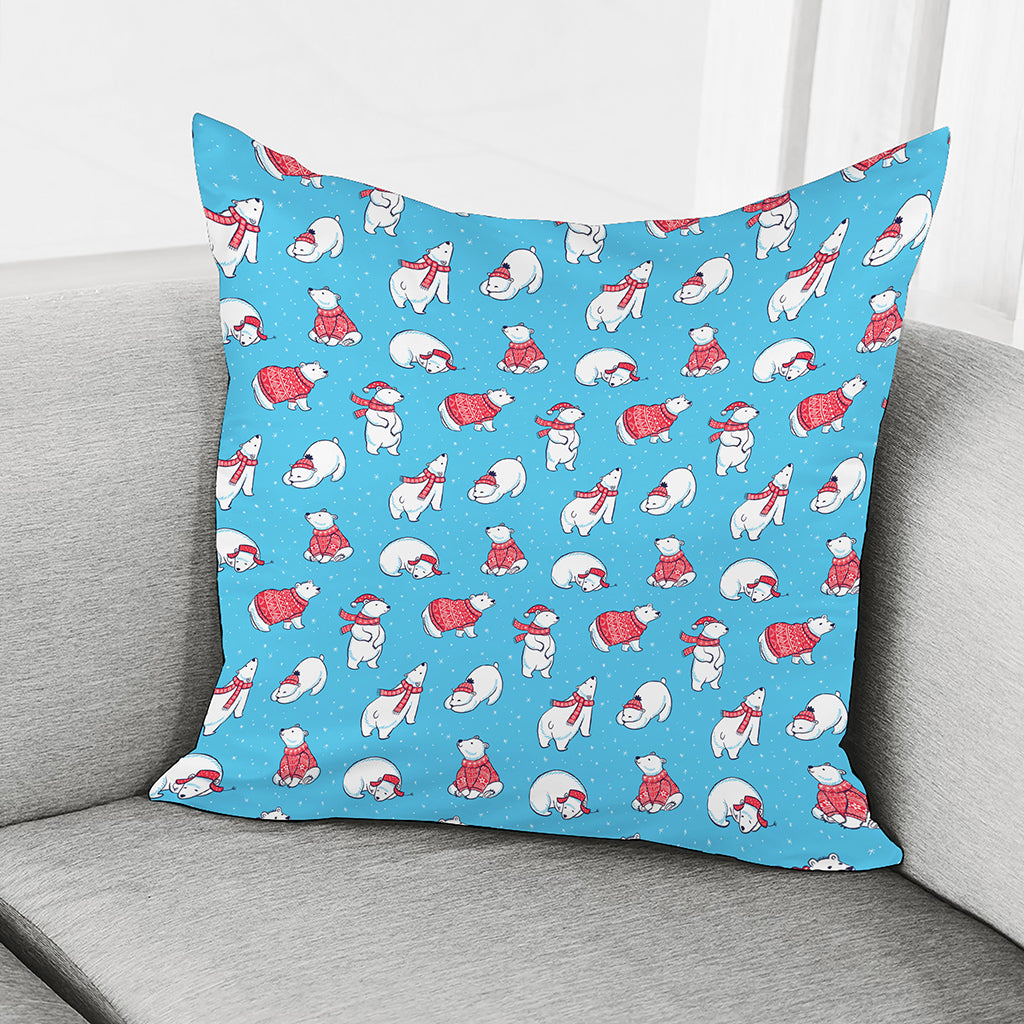 Xmas Polar Bear Pattern Print Pillow Cover
