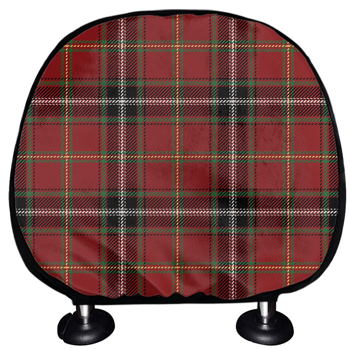 Xmas Scottish Tartan Pattern Print Car Headrest Covers