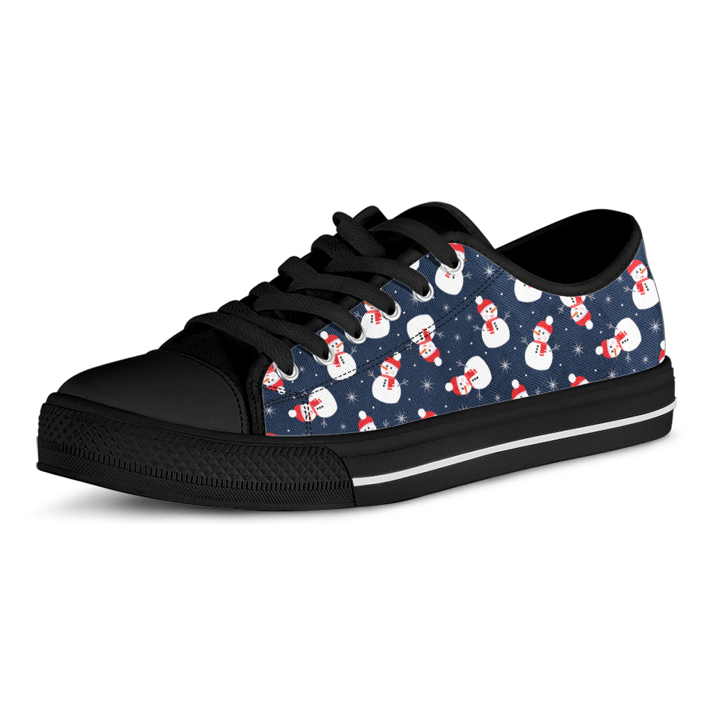 Xmas Snowman Pattern Print Black Low Top Shoes