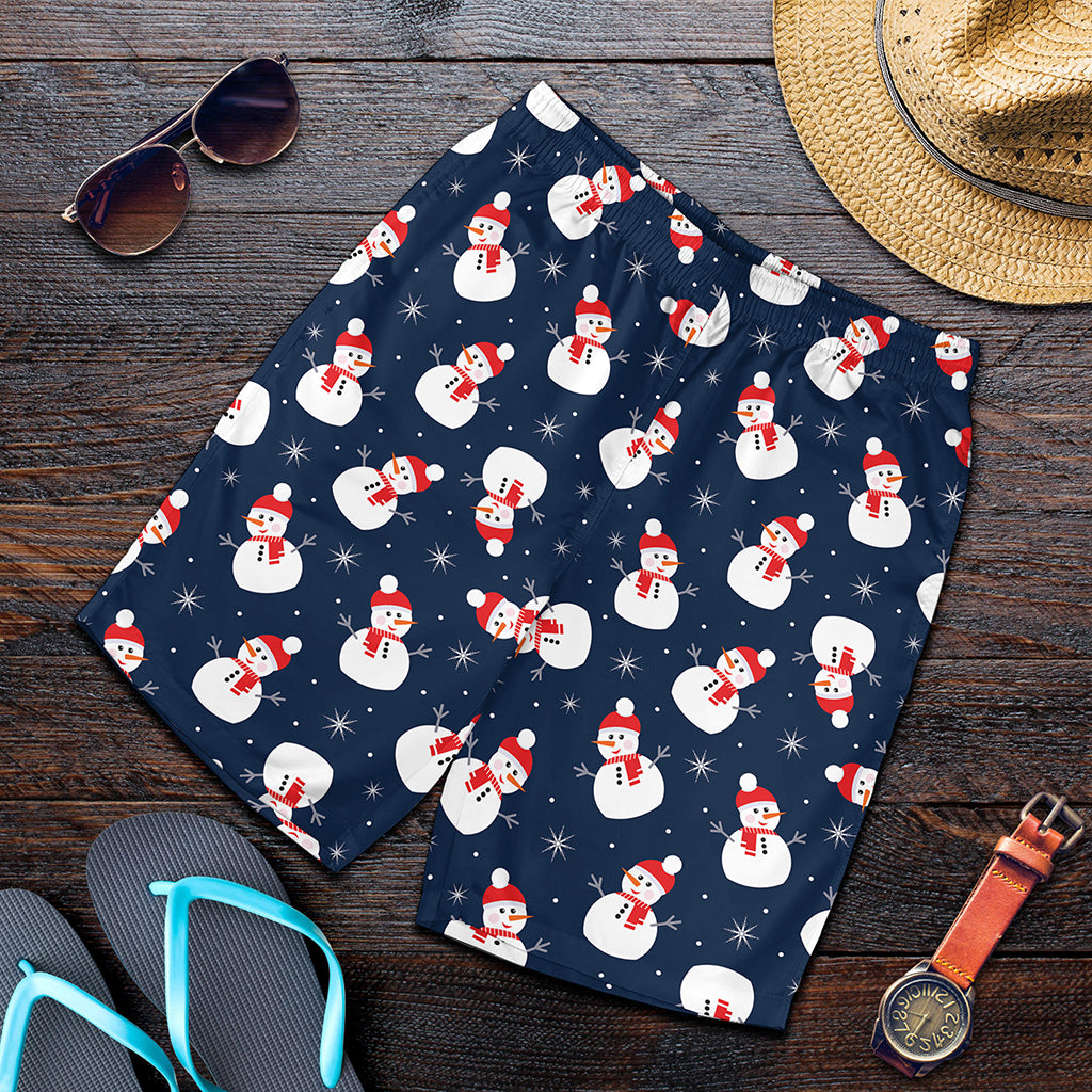 Xmas Snowman Pattern Print Men's Shorts