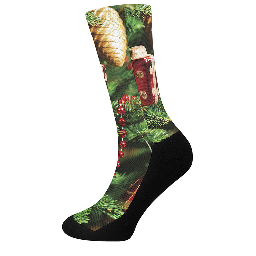 Xmas Tree Print Crew Socks