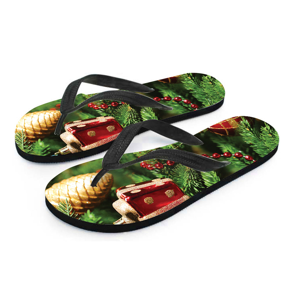 Xmas Tree Print Flip Flops