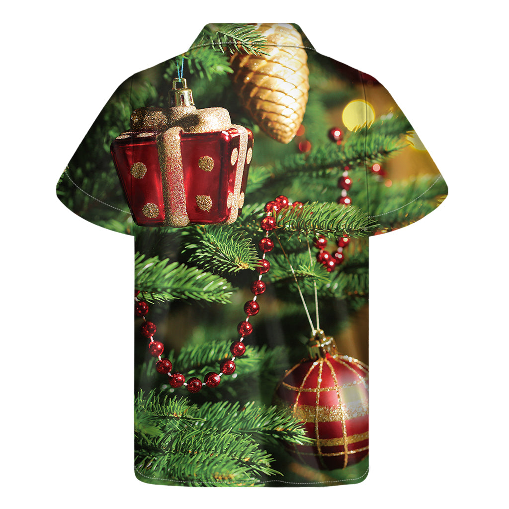 Xmas Tree Print Men's Short Sleeve Shirt