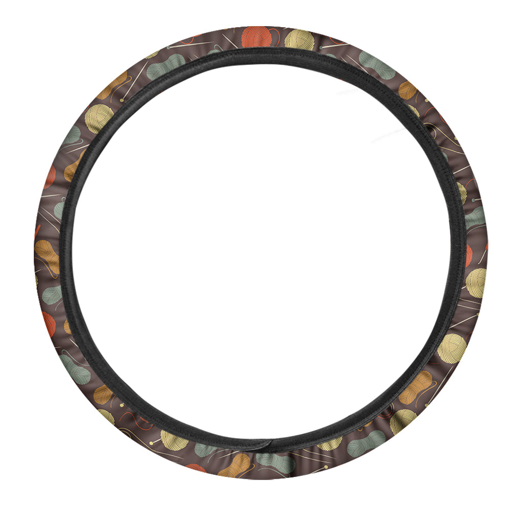 Yarn And Needle Pattern Print Car Steering Wheel Cover