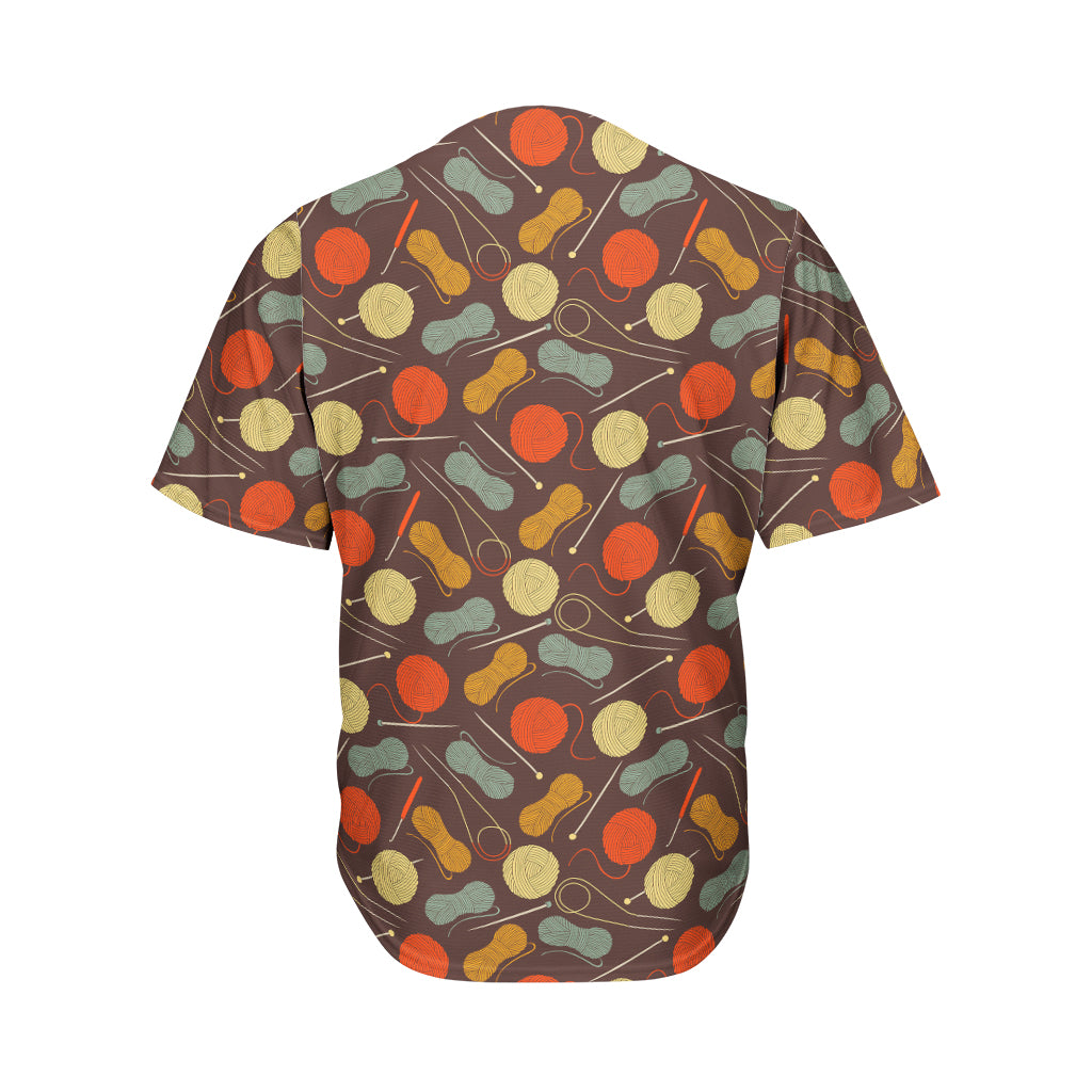 Yarn And Needle Pattern Print Men's Baseball Jersey
