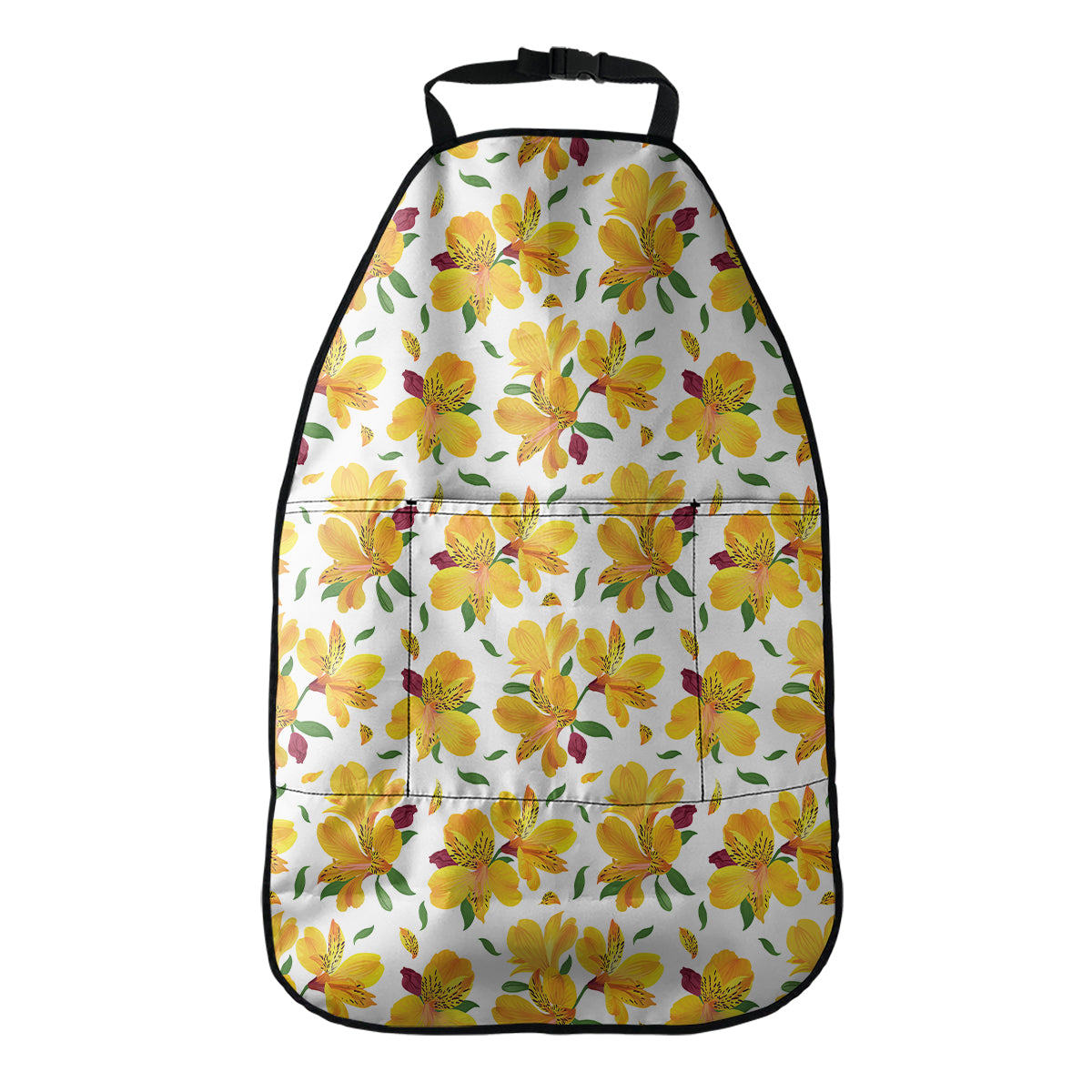 Yellow Alstroemeria Pattern Print Car Seat Organizers