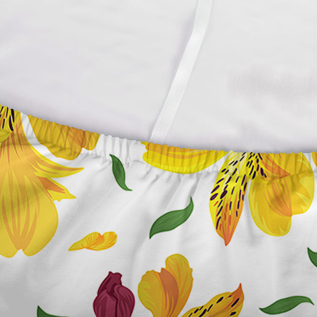 Yellow Alstroemeria Pattern Print Sofa Cover