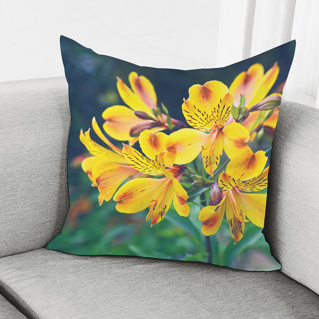Yellow Alstroemeria Print Pillow Cover