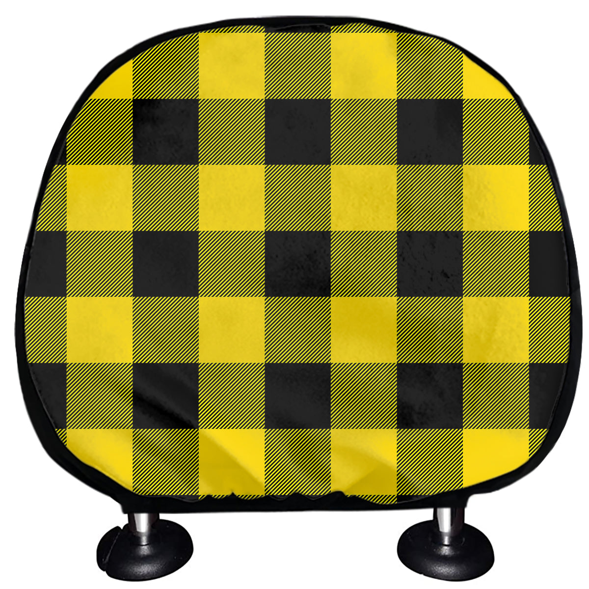 Yellow And Black Buffalo Check Print Car Headrest Covers
