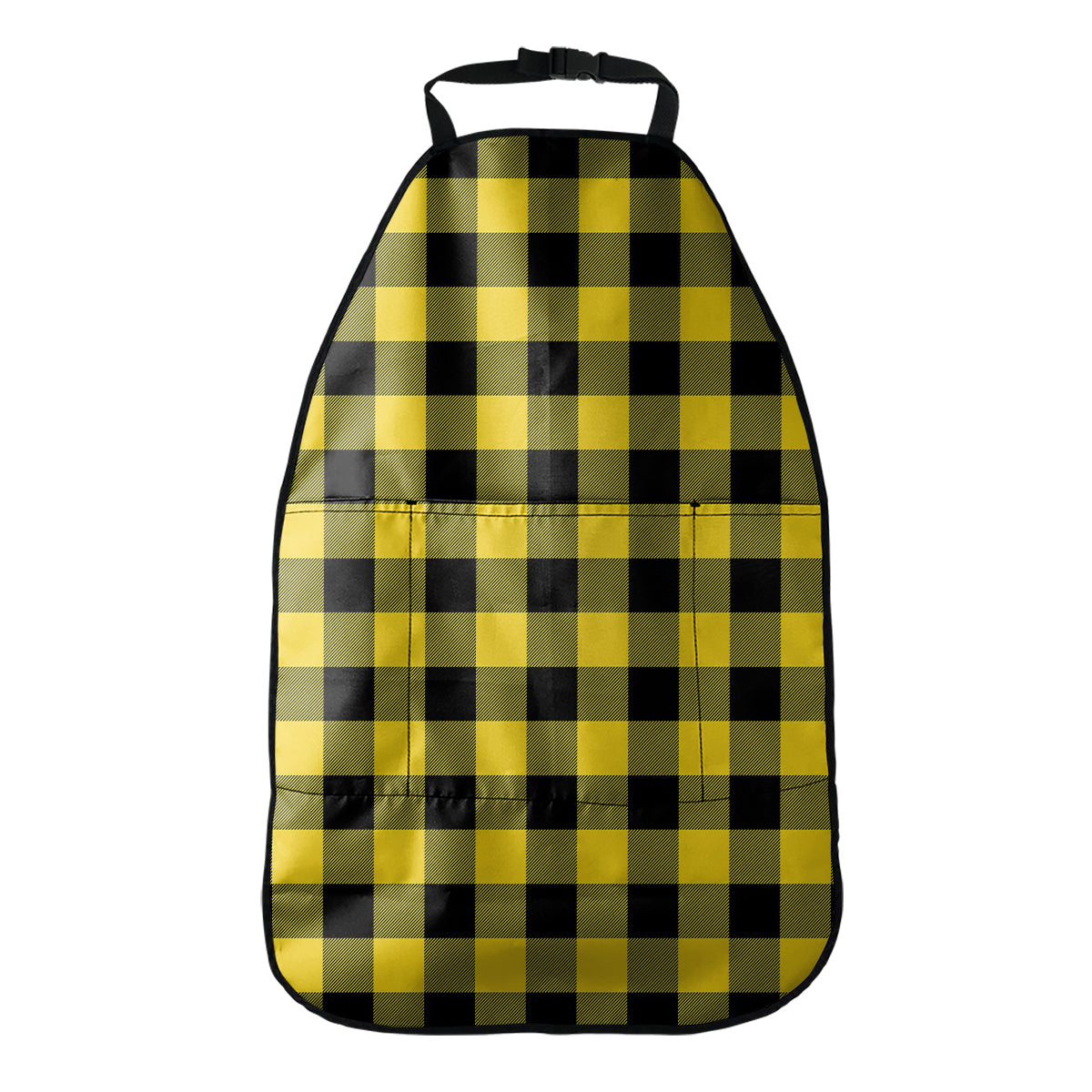 Yellow And Black Buffalo Check Print Car Seat Organizers