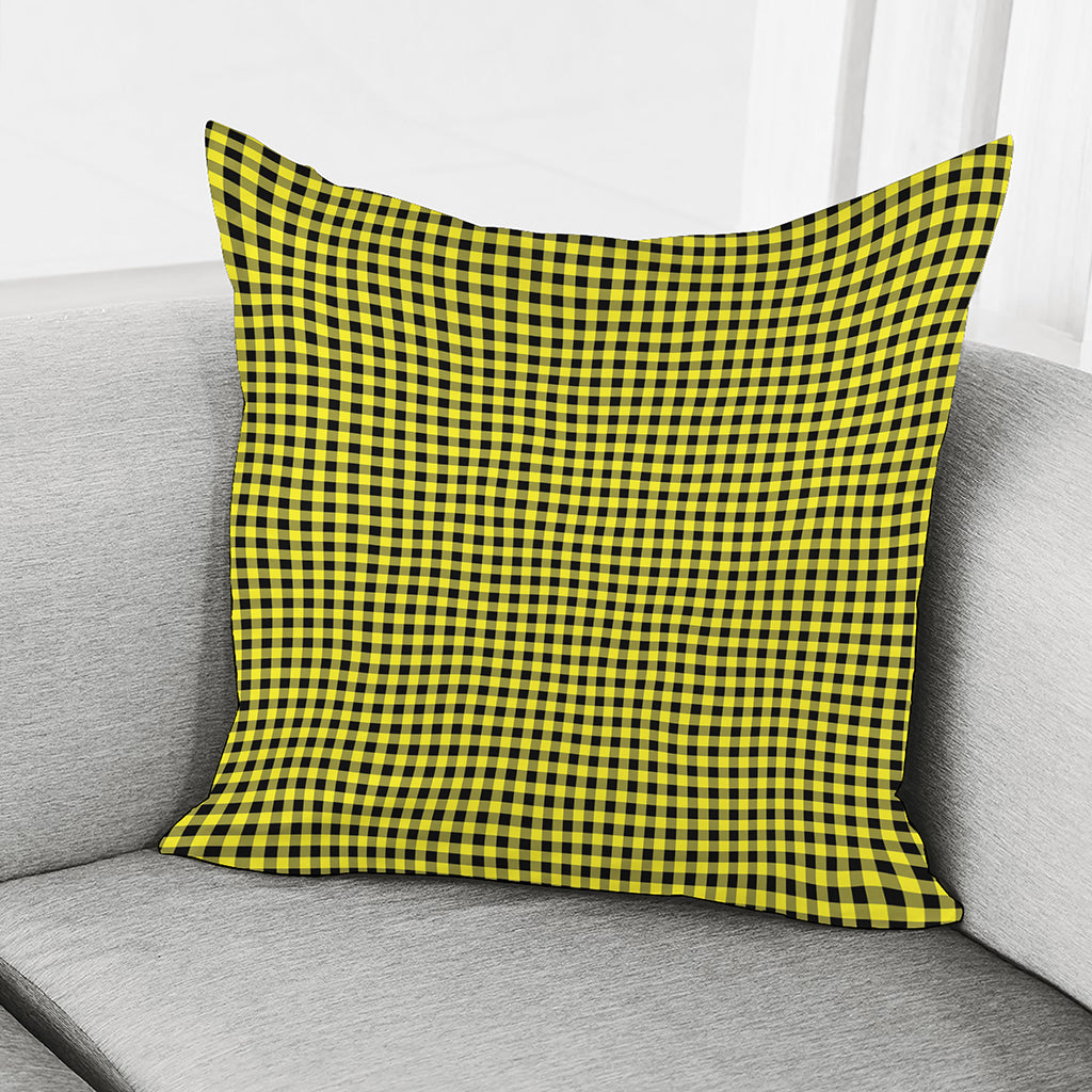 Yellow And Black Check Pattern Print Pillow Cover
