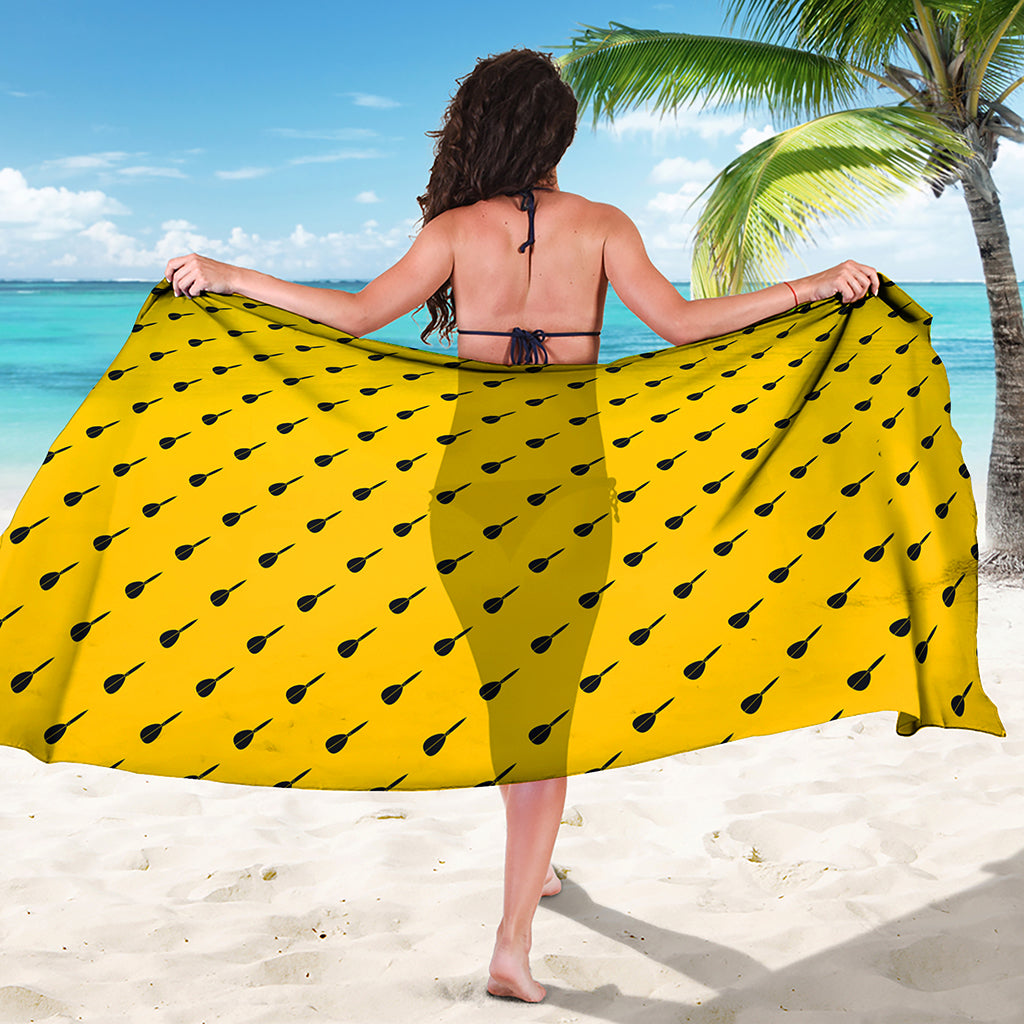 Yellow And Black Dart Pattern Print Beach Sarong Wrap