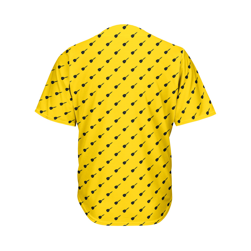 Yellow And Black Dart Pattern Print Men's Baseball Jersey