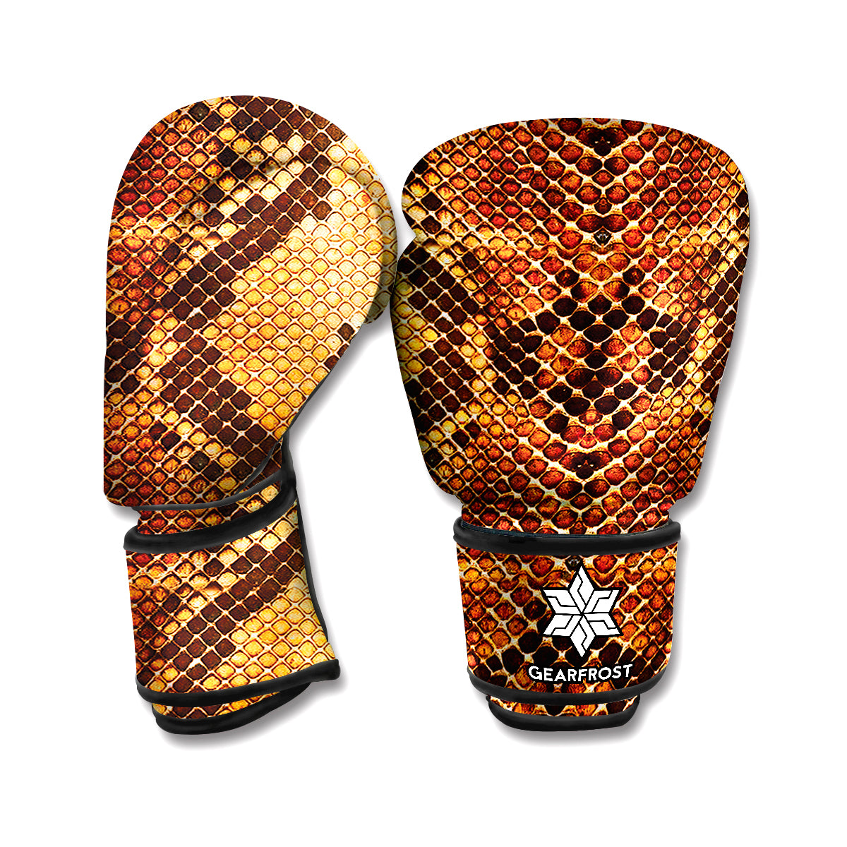 Yellow And Brown Snakeskin Print Boxing Gloves