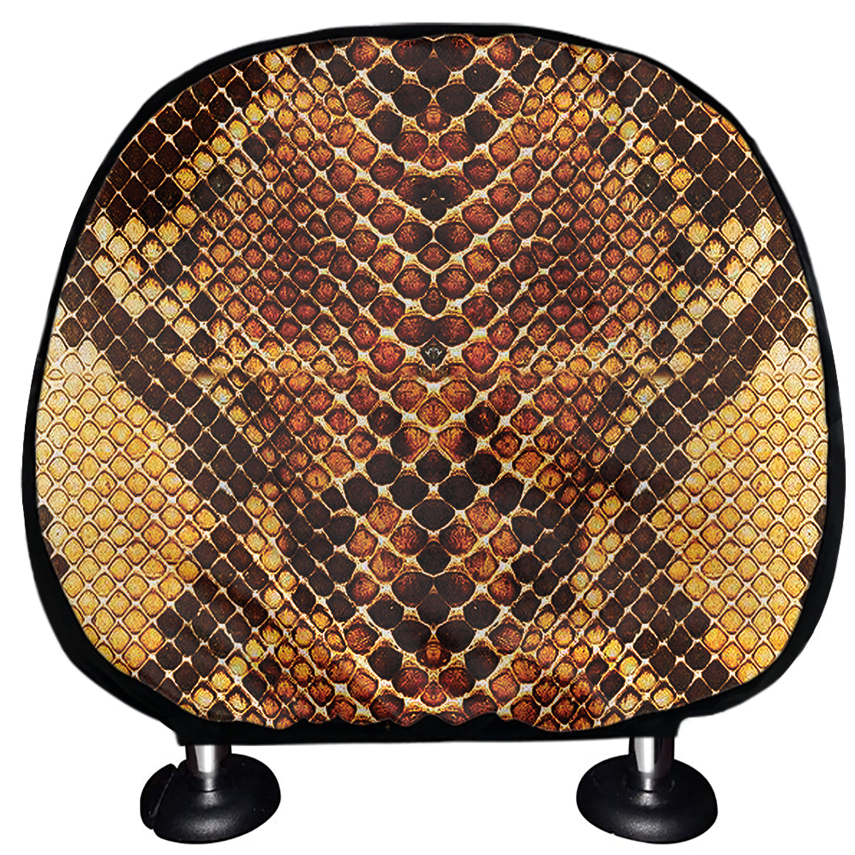 Yellow And Brown Snakeskin Print Car Headrest Covers