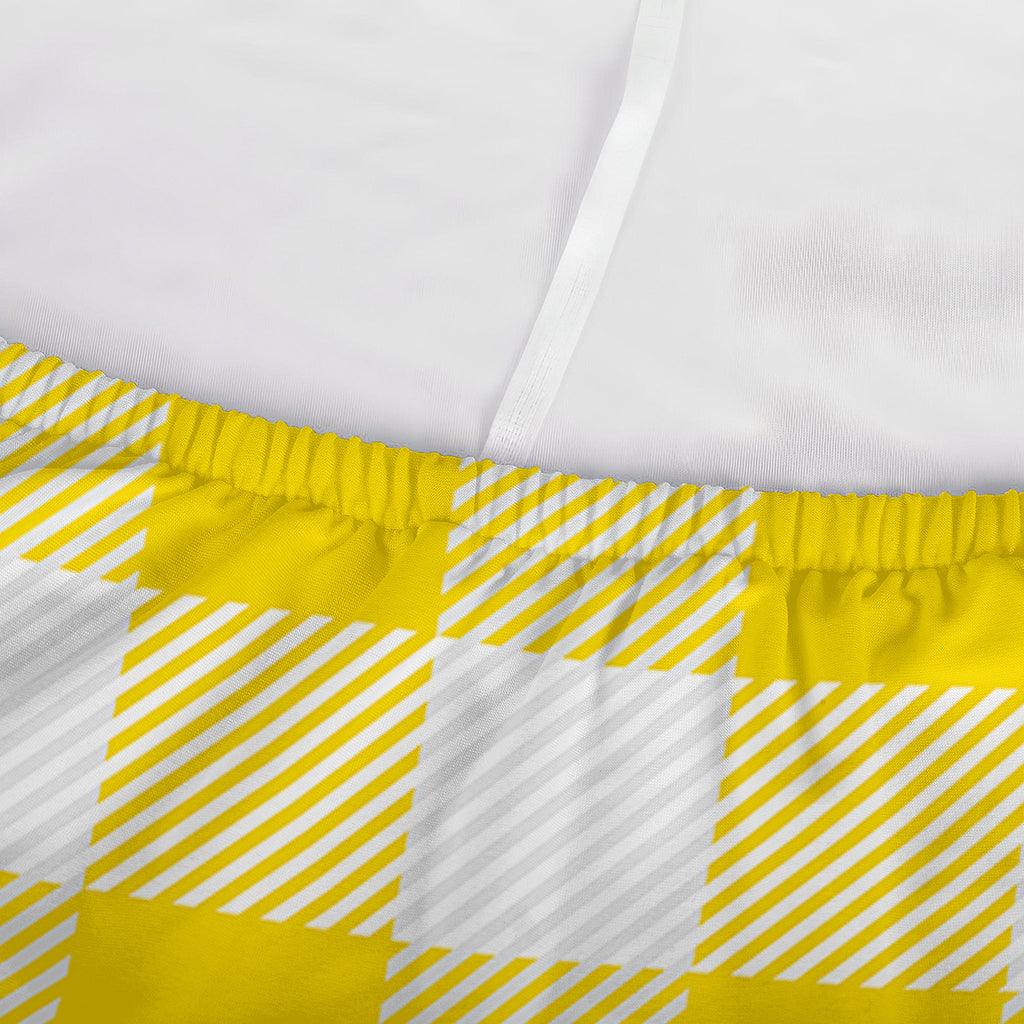 Yellow And White Buffalo Check Print Sofa Cover