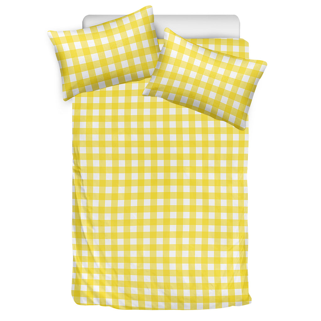 Yellow And White Check Pattern Print Duvet Cover Bedding Set