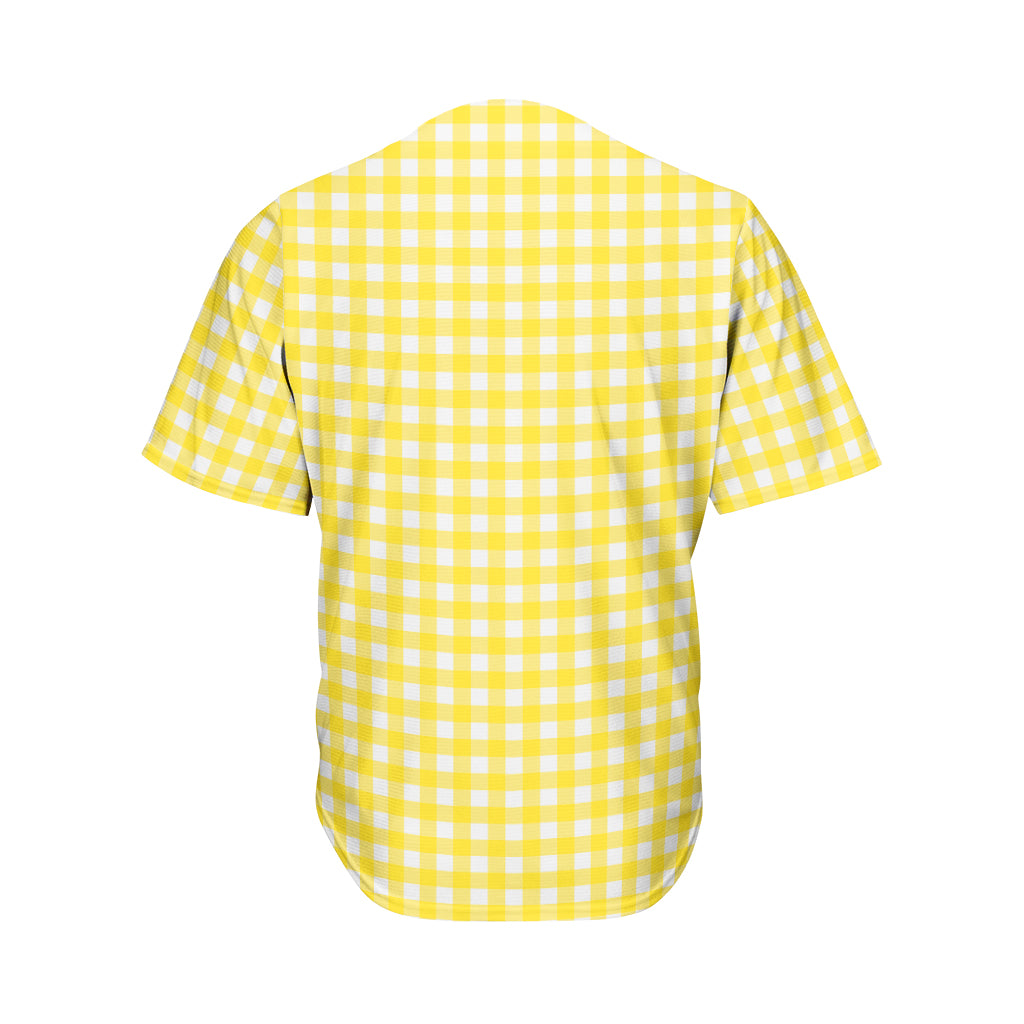 Yellow And White Check Pattern Print Men's Baseball Jersey