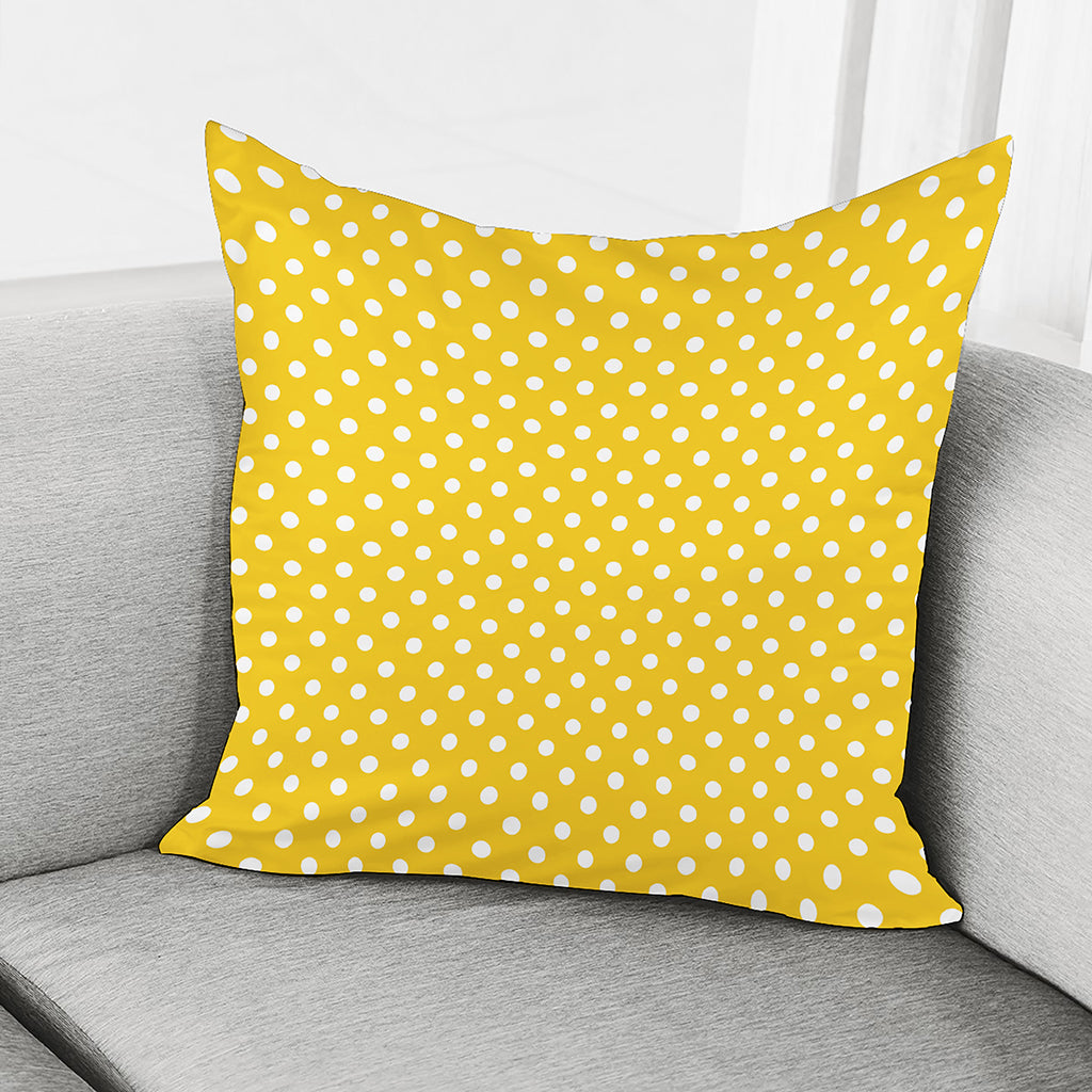 Yellow And White Polka Dot Pattern Print Pillow Cover