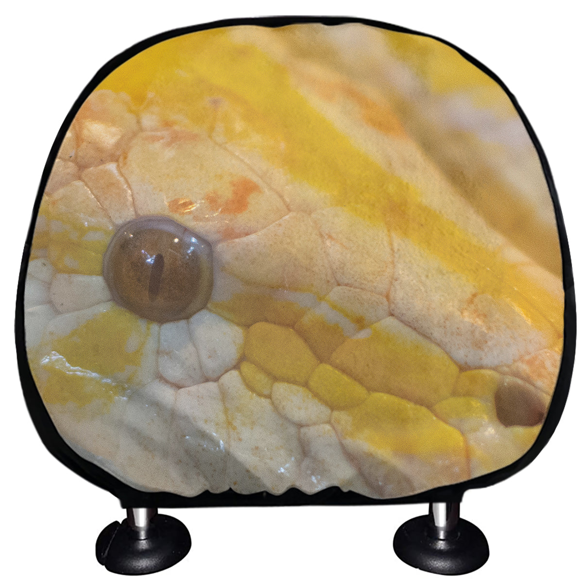Yellow And White Python Snake Print Car Headrest Covers