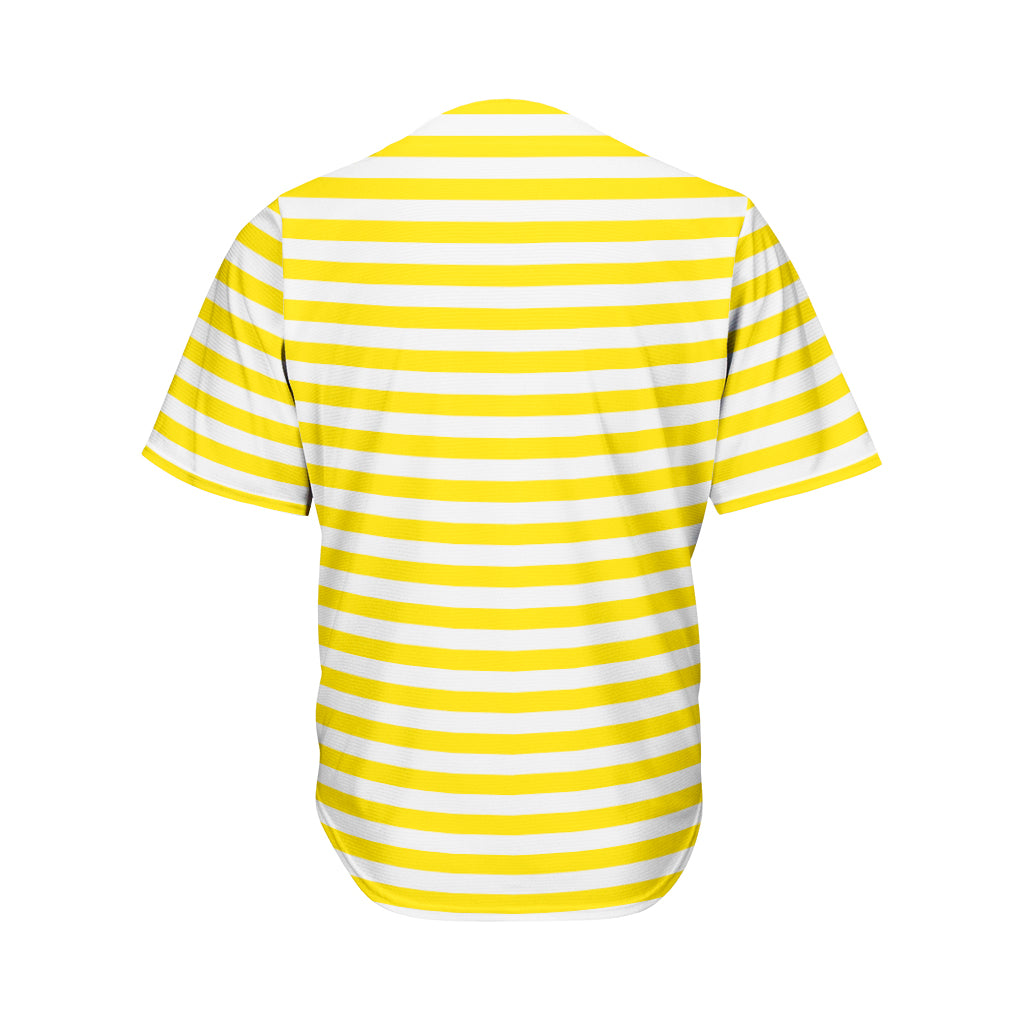 Yellow And White Striped Pattern Print Men's Baseball Jersey