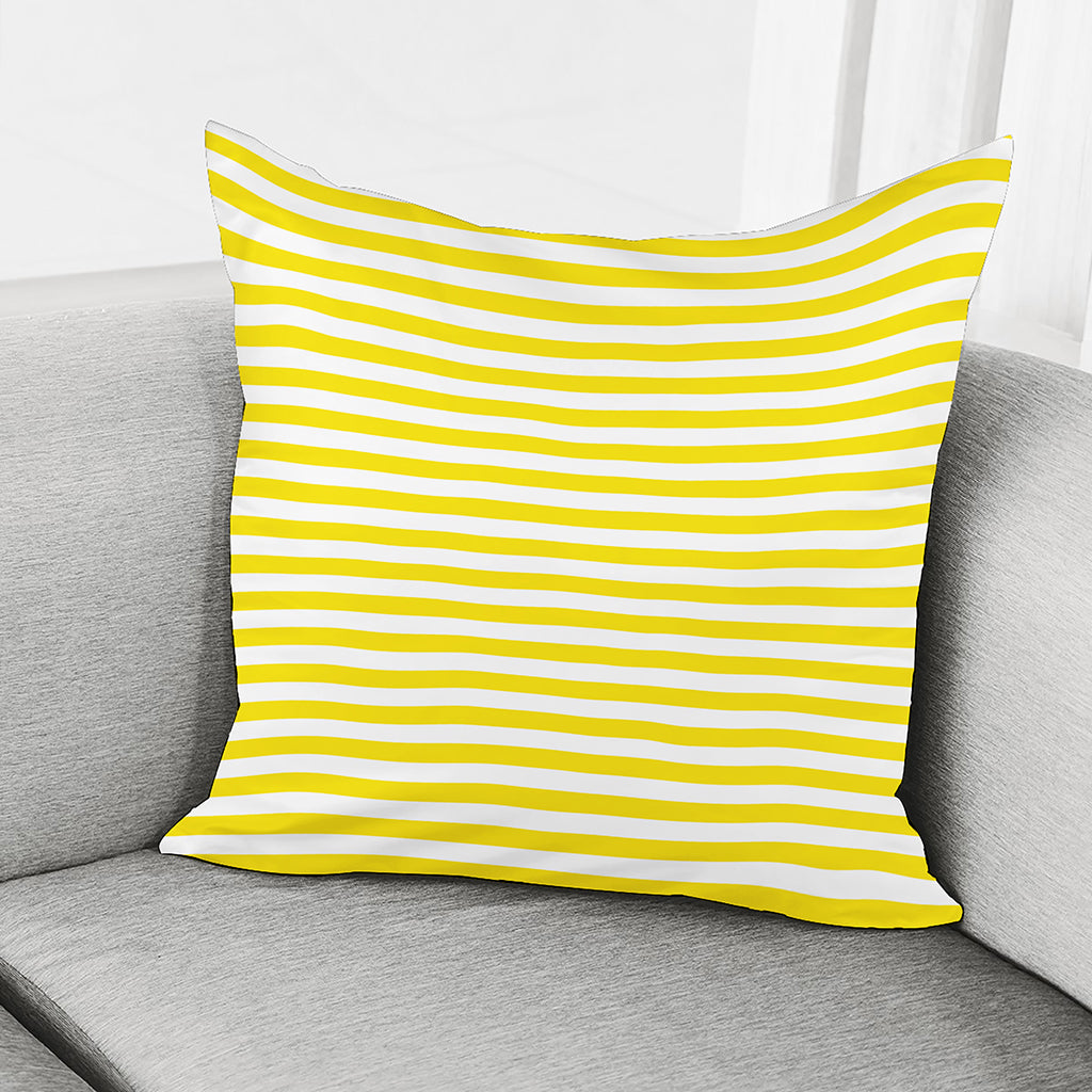 Yellow And White Striped Pattern Print Pillow Cover