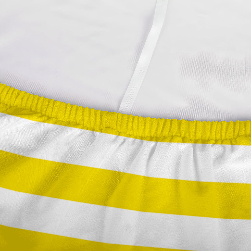 Yellow And White Striped Pattern Print Sofa Cover
