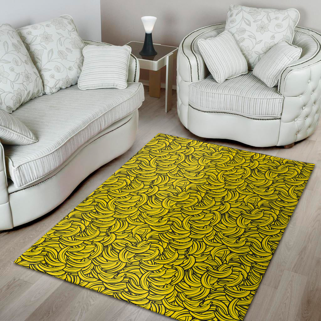 Yellow Banana Pattern Print Area Rug
