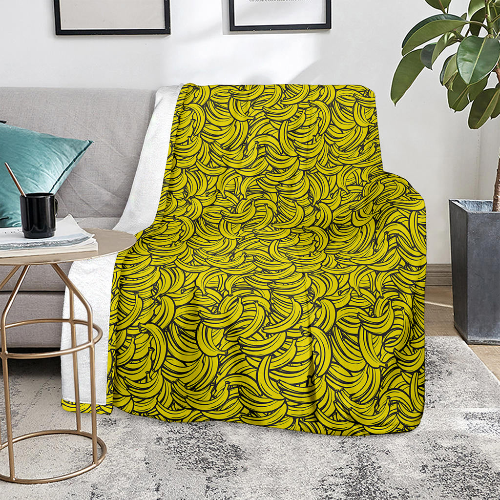 Yellow Banana Pattern Print Blanket