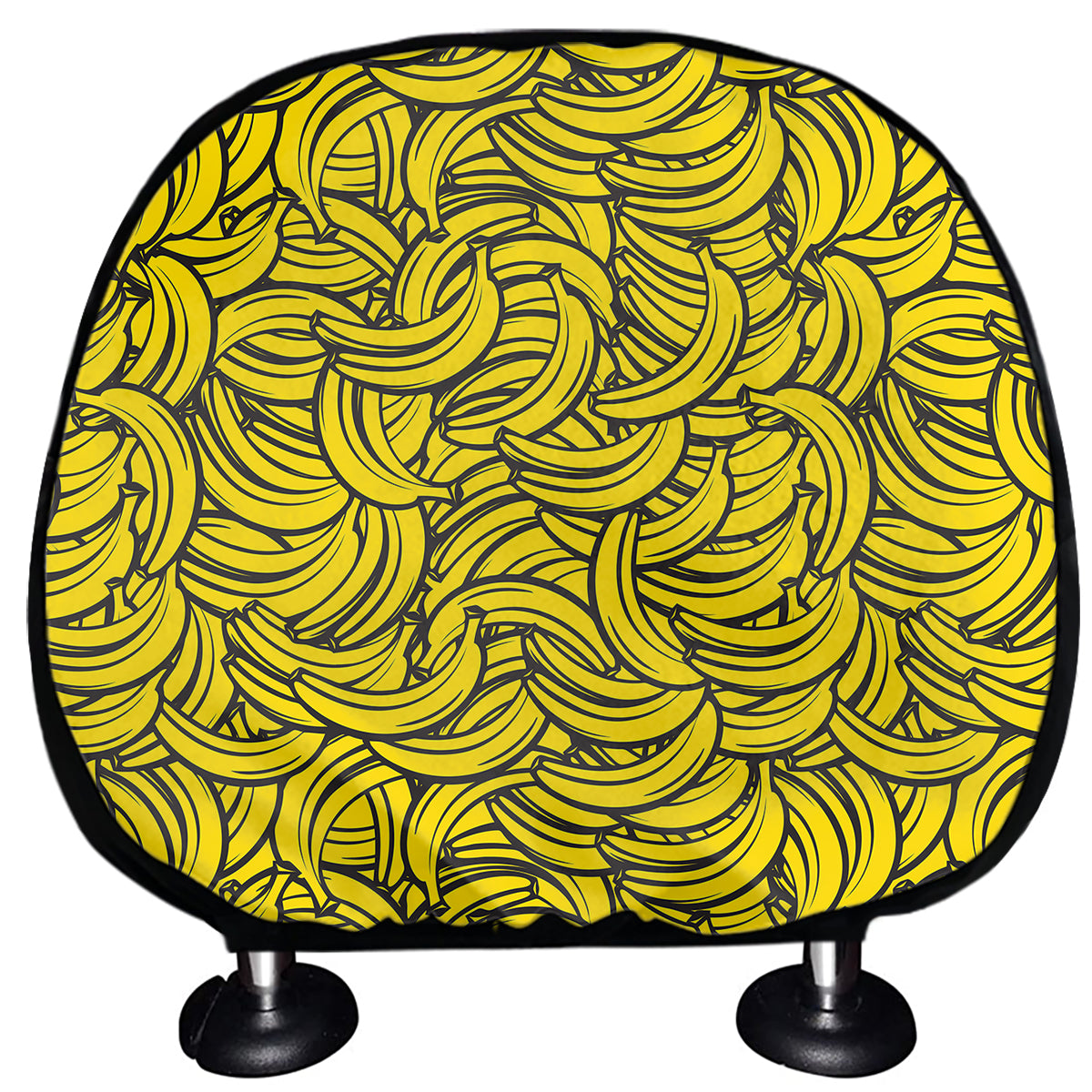 Yellow Banana Pattern Print Car Headrest Covers