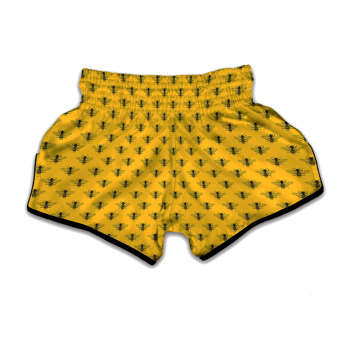 Yellow Bee Pattern Print Muay Thai Boxing Shorts