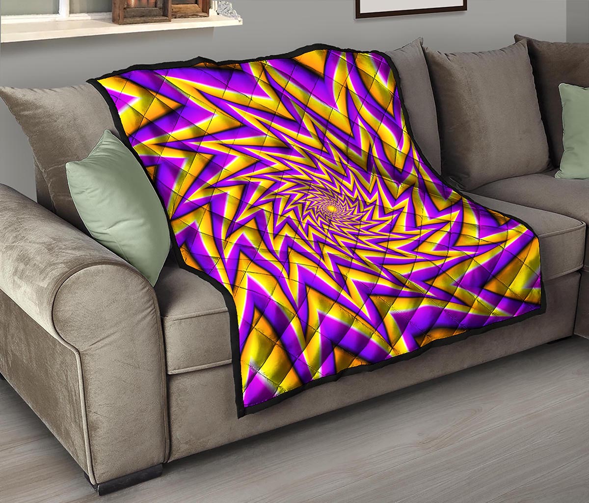 Yellow Big Bang Moving Optical Illusion Quilt