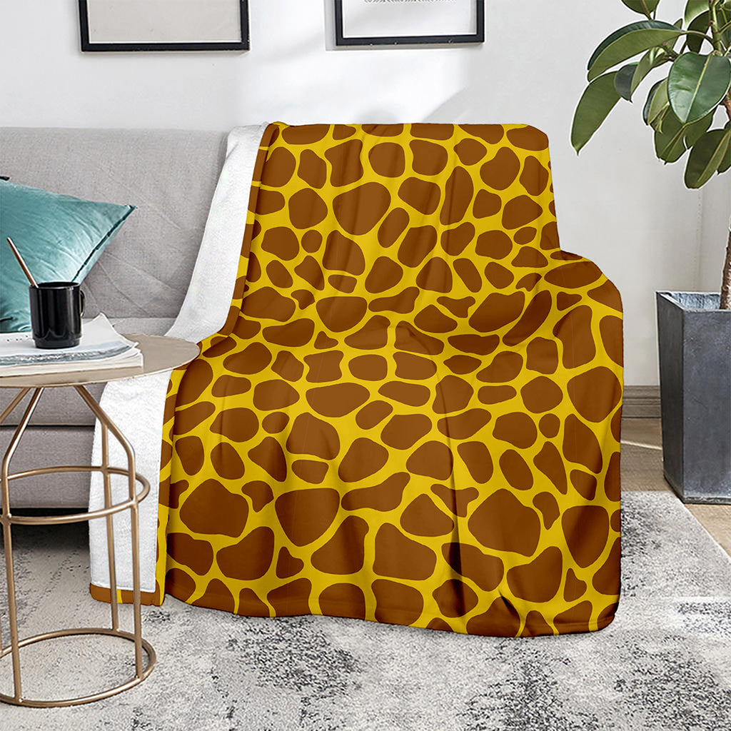 Yellow Brown Giraffe Pattern Print Blanket
