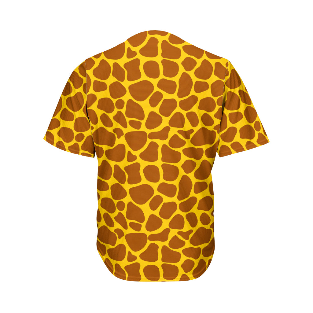 Yellow Brown Giraffe Pattern Print Men's Baseball Jersey