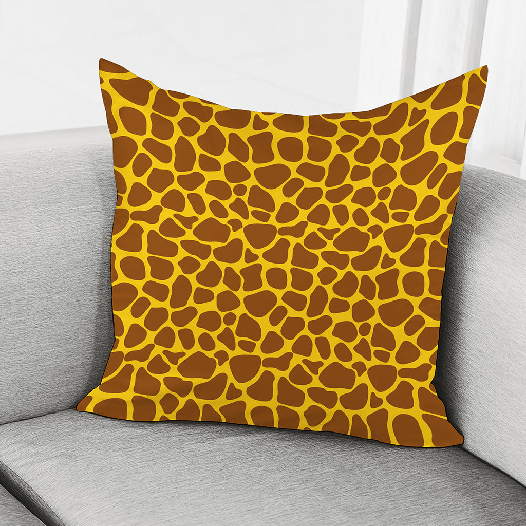 Yellow Brown Giraffe Pattern Print Pillow Cover