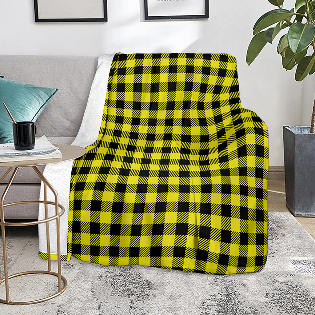 Yellow Buffalo Plaid Print Blanket