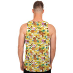 Yellow Camo And Hibiscus Flower Print Men's Tank Top
