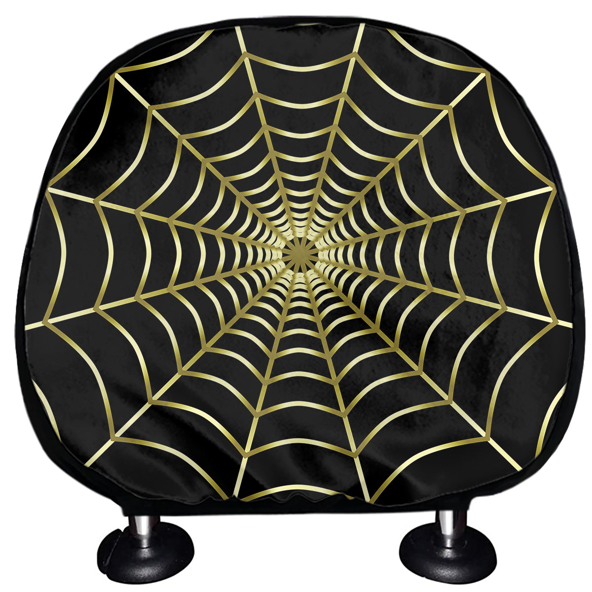 Yellow Cobweb Print Car Headrest Covers