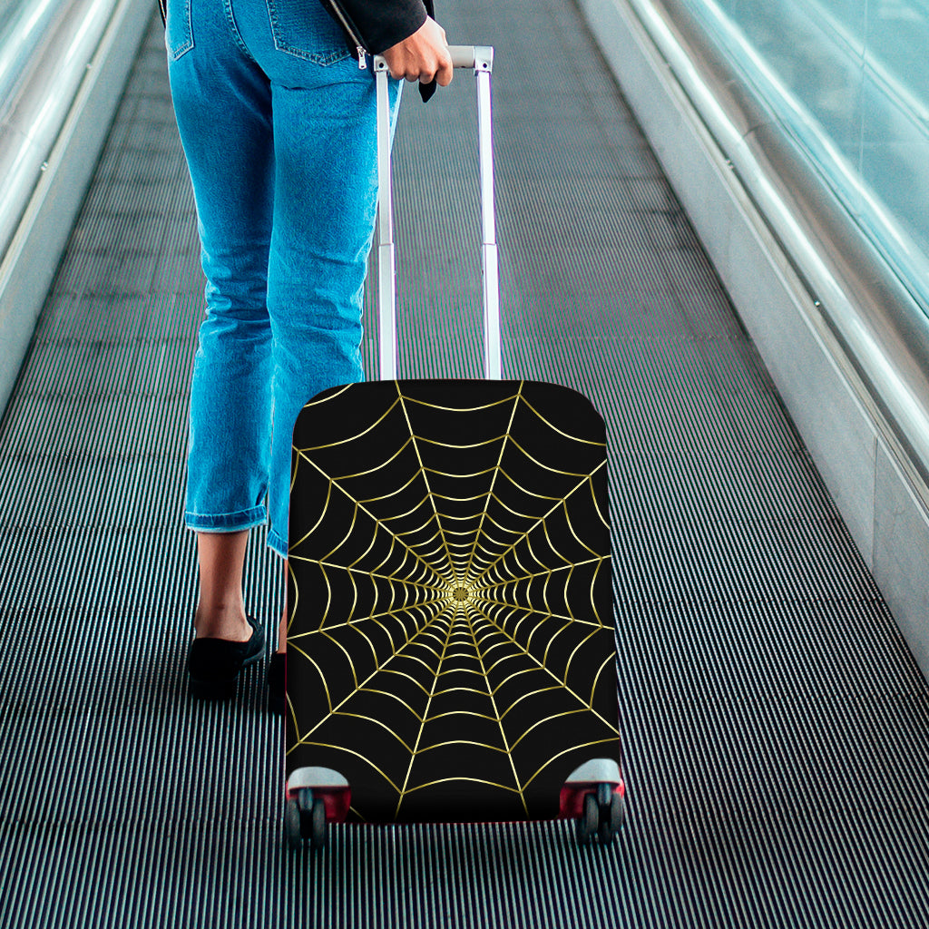 Yellow Cobweb Print Luggage Cover