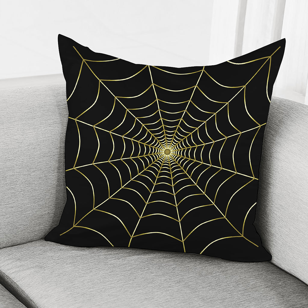 Yellow Cobweb Print Pillow Cover